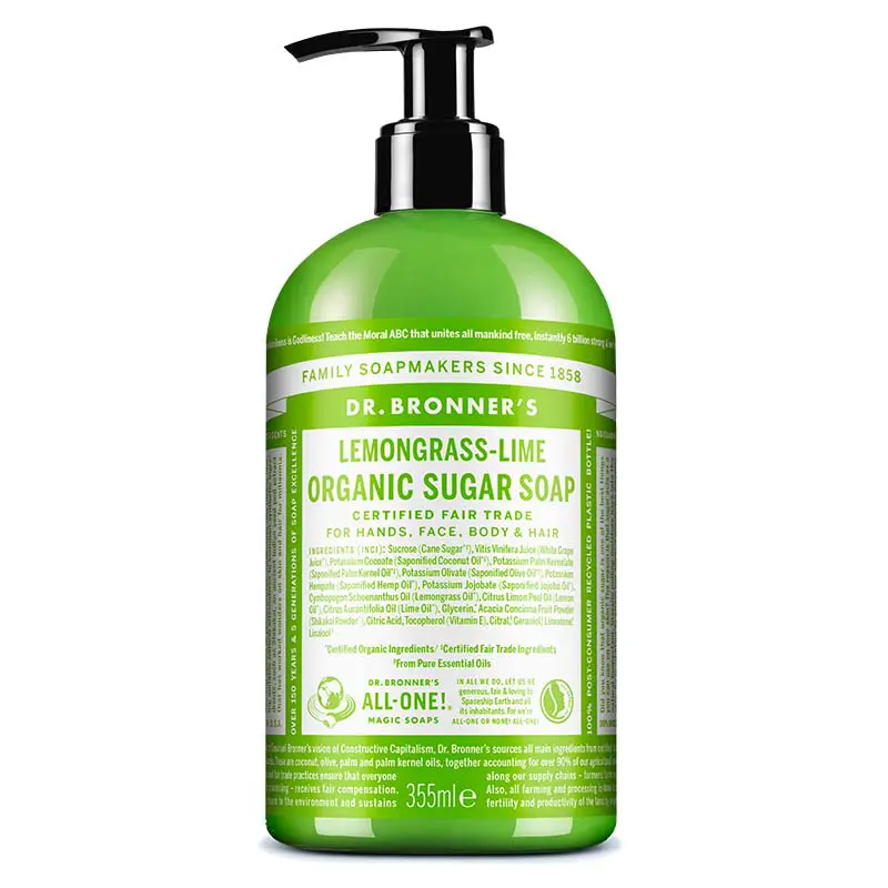 Organic Corner - Organic Sugar Soap, Lemongrass Lime, 355 ml