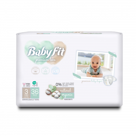 Toate Produsele - Babyfit Premium Cırtlı Bez 3-Mini 36 Adet 3D EN
