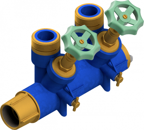 Distribuitoare modulare SBK - Distribuitor Modular Apă Caldă și Rece, 1 1/4", 2–11 Circuite Complet Asamblat