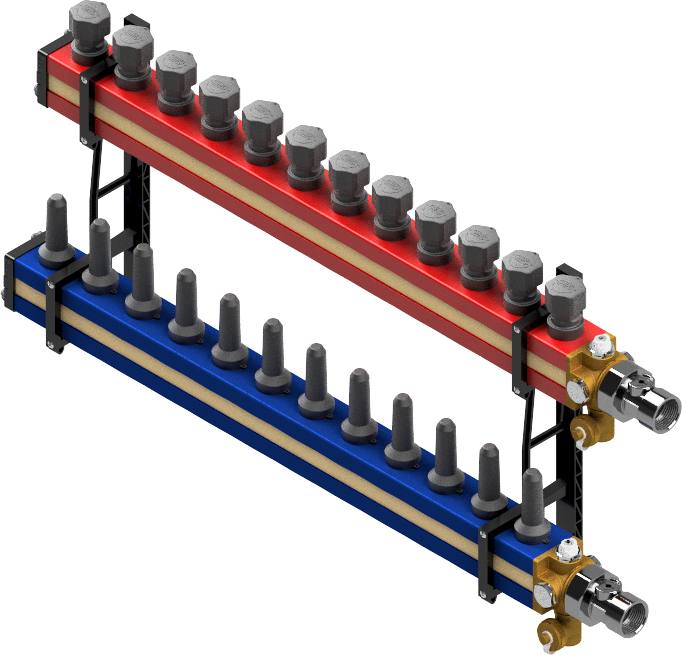 Distribuitor modular SBK – 2-14 circuite HVAC (încălzire & răcire) – complet asamblat [10]