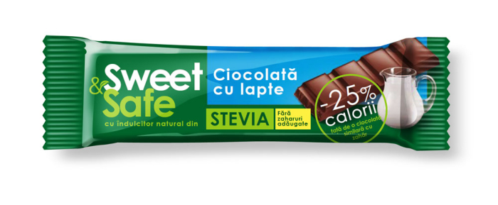 Ciocolata lapte&indulcitor stevie 25gr sweet&safe - Sly Nutritia [1]