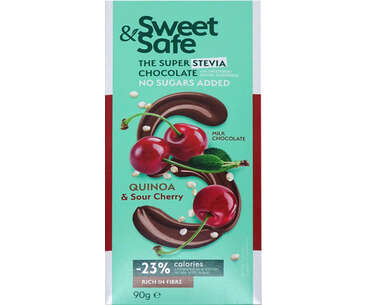 Ciocolata lapte quinoa&visine stevie 90gr sweet&safe - Sly Nutritia [1]