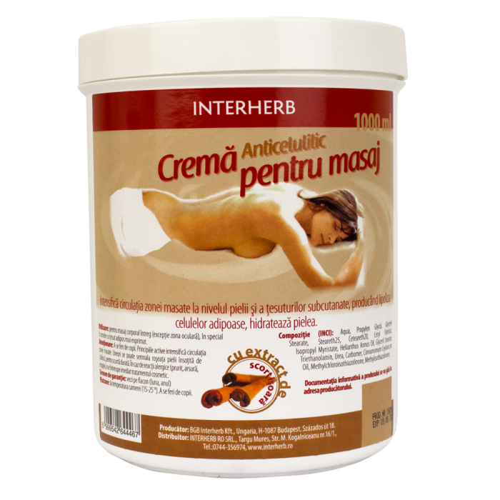 Crema pentru masaj (scortisoara) 1000ml - Interherb [1]