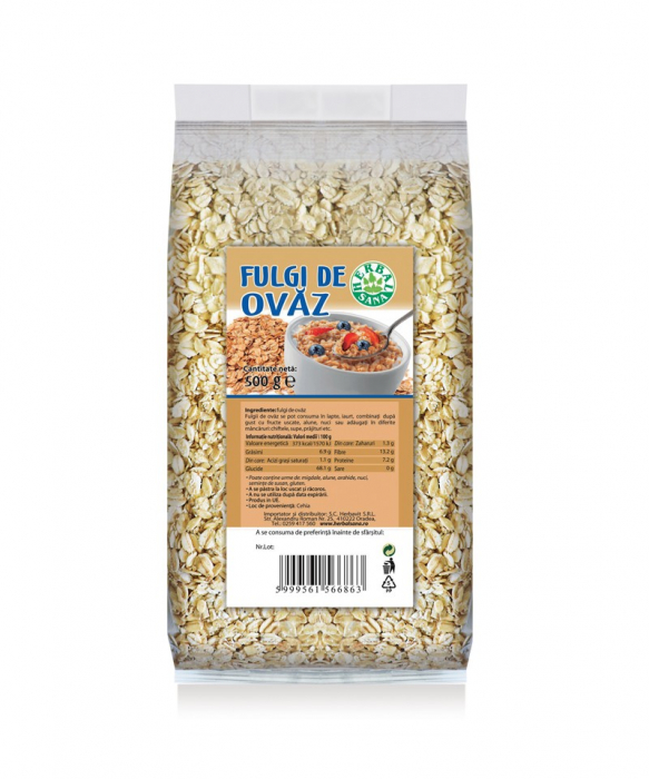 Fulgi de  ovaz, 500gr - Herbavit [1]
