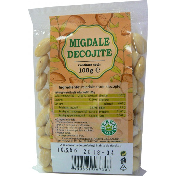Migdale crude decojite, 100gr - Herbavit [1]
