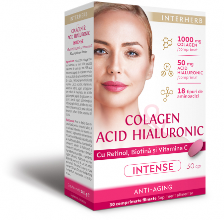 Ingrijire & beauty - Colagen&acid hialuronic intense 30cpr - Interherb