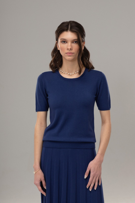 COMPLEU TRICOTAT BLUZA DAMA CLASICA SI FUSTA EVAZATA CU PLIURI MS115F165 [2]