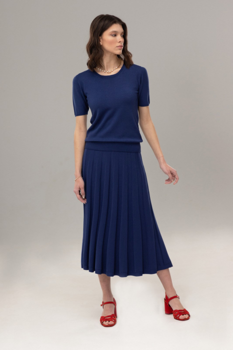 COMPLEU TRICOTAT BLUZA DAMA CLASICA SI FUSTA EVAZATA CU PLIURI MS115F165 [5]