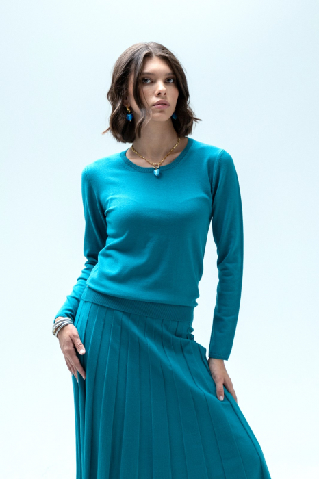 COMPLEU TRICOTAT BLUZA DAMA CLASICA SI FUSTA EVAZATA CU PLIURI ML153F165 [3]