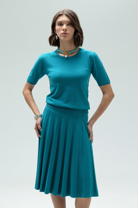 COMPLEU TRICOTAT BLUZA DAMA CLASICA SI FUSTA EVAZATA CU PLIURI MS115F265 [3]