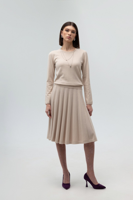 COMPLEU TRICOTAT BLUZA DAMA CLASICA SI FUSTA EVAZATA CU PLIURI ML153F265 [9]