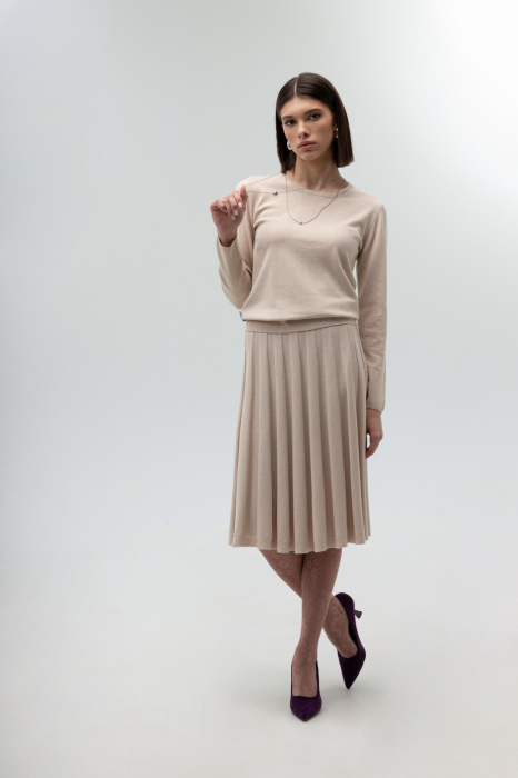 COMPLEU TRICOTAT BLUZA DAMA CLASICA SI FUSTA EVAZATA CU PLIURI ML153F265 [2]