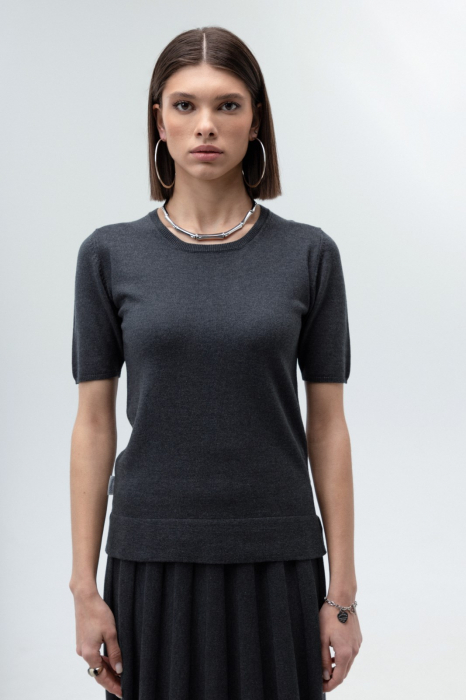 COMPLEU TRICOTAT BLUZA DAMA CLASICA SI FUSTA EVAZATA CU PLIURI MS164F265 [3]