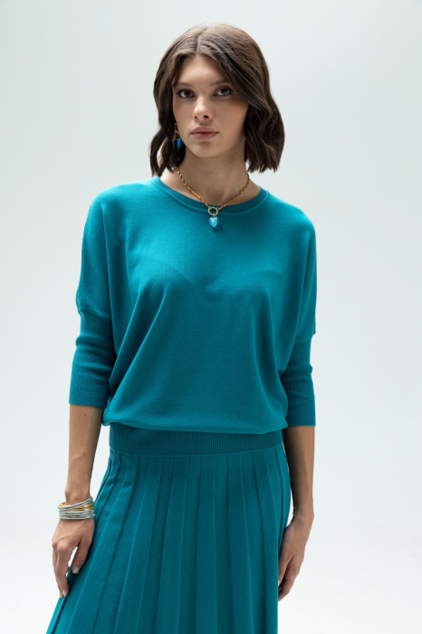 COMPLEU TRICOTAT BLUZA DAMA SI FUSTA EVAZATA CU PLIURI 140F265 [2]