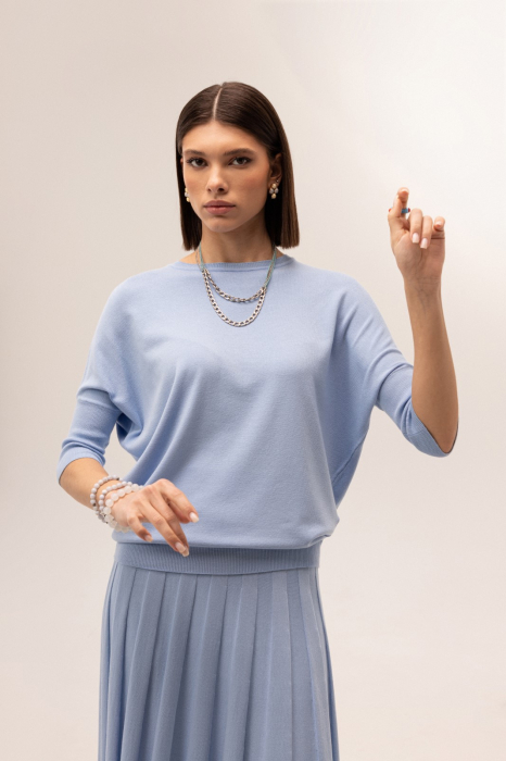 COMPLEU VASCOZA TRICOTAT BLUZA DAMA SI FUSTA EVAZATA CU PLIURI 151F365 [12]