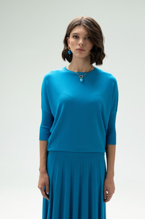 COMPLEU VASCOZA TRICOTAT BLUZA DAMA SI FUSTA EVAZATA CU PLIURI 151F365 [3]