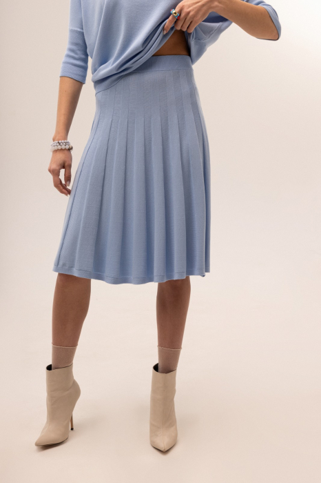 COMPLEU VASCOZA TRICOTAT BLUZA DAMA SI FUSTA EVAZATA CU PLIURI 151F365 [11]
