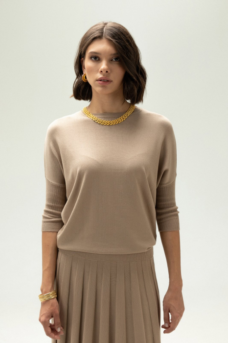 COMPLEU VASCOZA TRICOTAT BLUZA DAMA SI FUSTA EVAZATA CU PLIURI 151F365 [3]