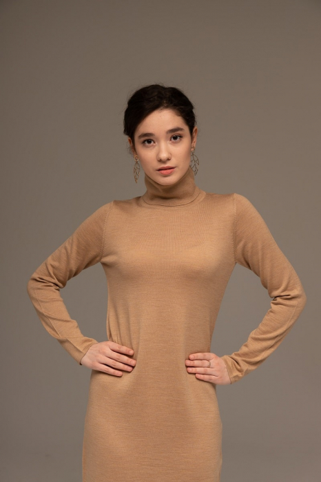 Hermina Rochie Midi Guler Inalt Tricotata Lana Merinos Roll 158 [4]