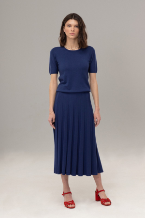 Femei - COMPLEU TRICOTAT BLUZA DAMA CLASICA SI FUSTA EVAZATA CU PLIURI MS115F165