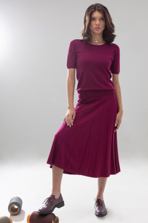 Femei - COMPLEU TRICOTAT BLUZA DAMA CLASICA SI FUSTA EVAZATA CU PLIURI MS115F165