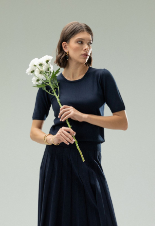 COMPLEU TRICOTAT BLUZA DAMA CLASICA SI FUSTA EVAZATA CU PLIURI MS115F265 [3]