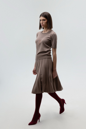 Costume - COMPLEU TRICOTAT BLUZA DAMA CLASICA SI FUSTA EVAZATA CU PLIURI MS115F265