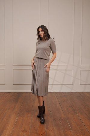 Costume - COMPLEU TRICOTAT BLUZA DAMA CLASICA SI FUSTA EVAZATA CU PLIURI MS115F265