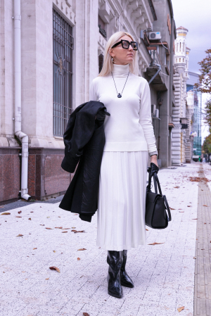 HERMINA FUSTA EVAZATA CU PLIURI TRICOTATA F165 [0]