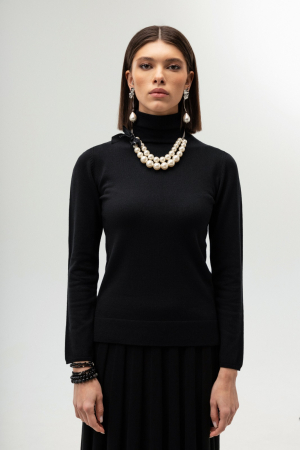 Bluze - Hermina Maleta Dama Guler Inalt Tricotata Roll ML132