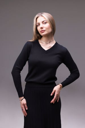 Noutati - Hermina Pulover Damă Tricotat Guler V ML170