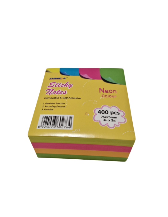 Cub Notite Autoadeziv 75×75 mm, 4 Culori Neon [2]