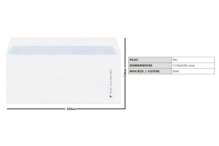 Plic DL Alb Siliconic 50 buc/set (110 x 220 mm) [2]