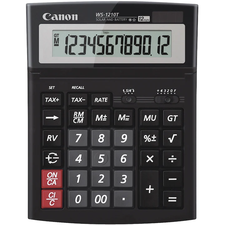 Calculatoare de Birou, Tehnica de Birou - Calculator Canon WS-1210T afișaj LCD”, „Calculator office solar”