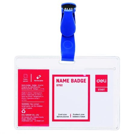 Cuttere si Foarfeci, Elastice pentru bani, Ecusoane, Snururi Ecuson - Ecuson Orizontal cu Clema Metalica 90x54mm  Deli