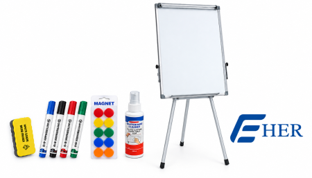 Flipchart Magnetic EHER, 70×100 cm si Accesorii, Markere, Burete, Spray, magneti [1]