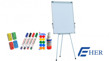 Flipchart Magnetic EHER, 70×100 cm si Accesorii, Markere, Burete, Spray, magneti [1]