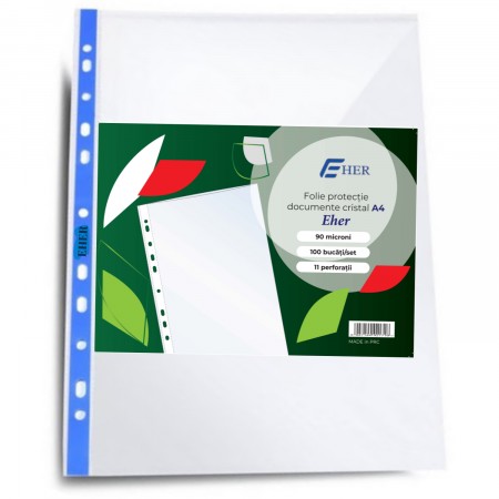 Folie de Protectie - Folie Protecție Documente A4 Cristal 90 Microni Eher cu Margine Albastra 