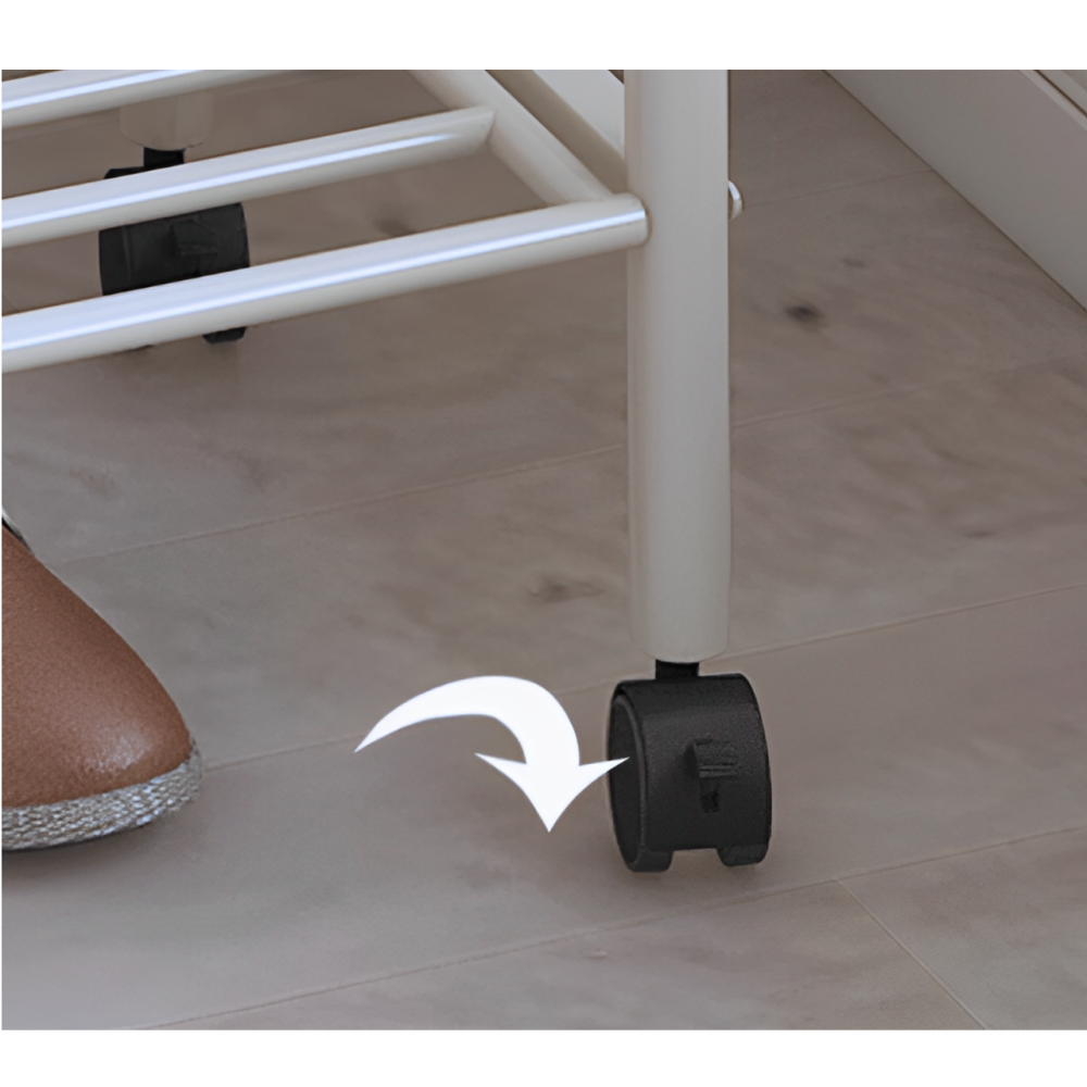 Cuier cu spatiu pentru umerase, palarii, 2 rafturi, din metal, cu roti, Alb, 80 x 35 x 175 cm [6]