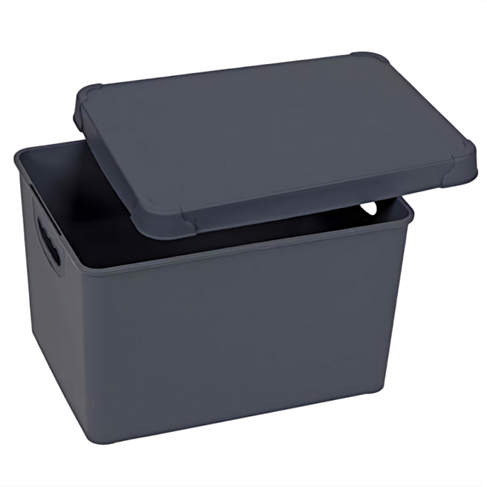 Cutie de plastic cu capac pentru depozitare, Negru, 20 litri [2]