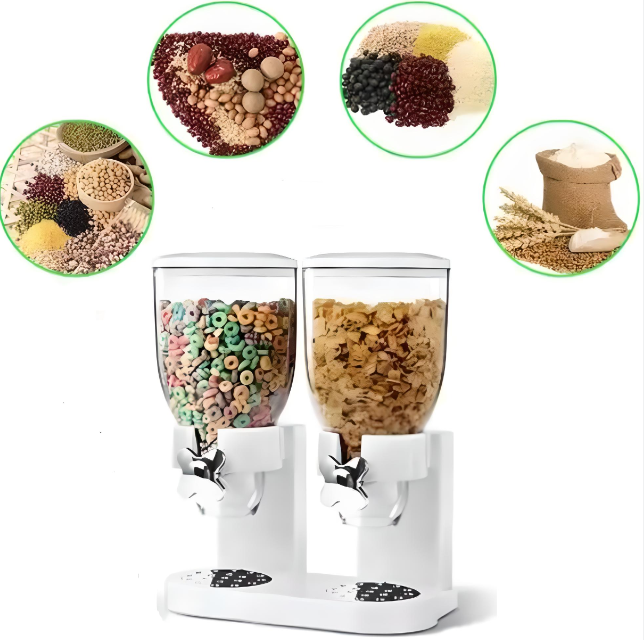 Dispenser pentru cereale cu doua recipiente, Alb, 33 x 20 x 42 cm [8]