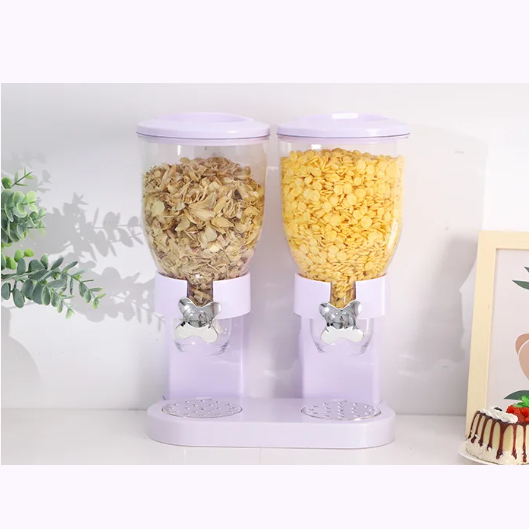 Dispenser pentru cereale cu doua recipiente, Alb, 33 x 20 x 42 cm [5]