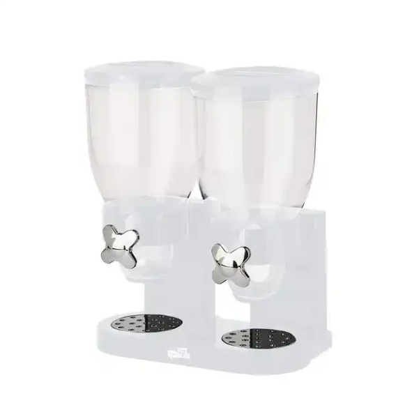 Dispenser pentru cereale cu doua recipiente, Alb, 33 x 20 x 42 cm [3]