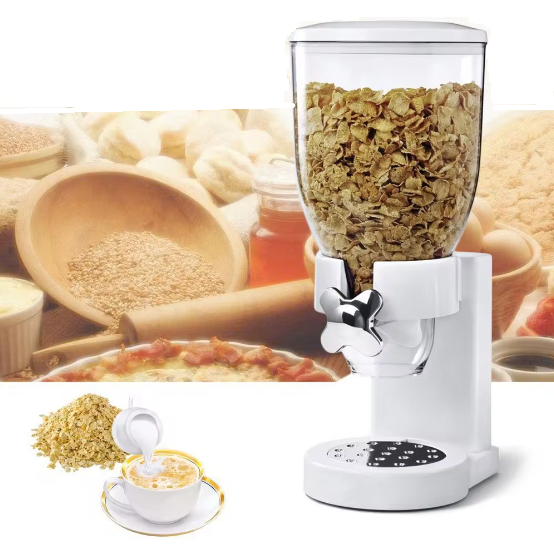 Dispenser pentru cereale din plastic cu un recipient, Alb, 15 x 18 x 33 cm [4]