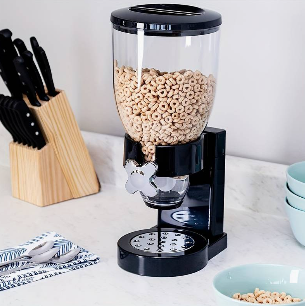 Dispenser pentru cereale din plastic cu un recipient, Negru, 15 x 18 x 33 cm [2]