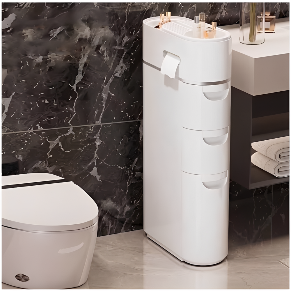 Dulap organizator, cu sertare, din plastic, ideal pentru depozitare si organizare, pentru spatii inguste, Alb, 17.5 x 41 x 78.5 cm [2]