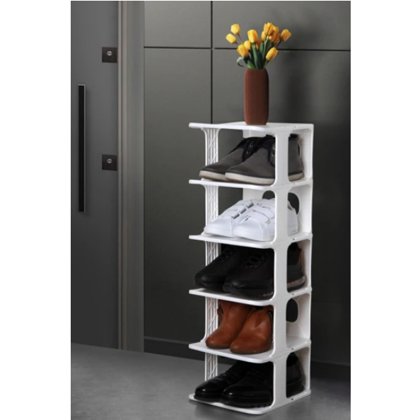 Etajera din plastic alb pentru pantofi cu 5 niveluri [4]