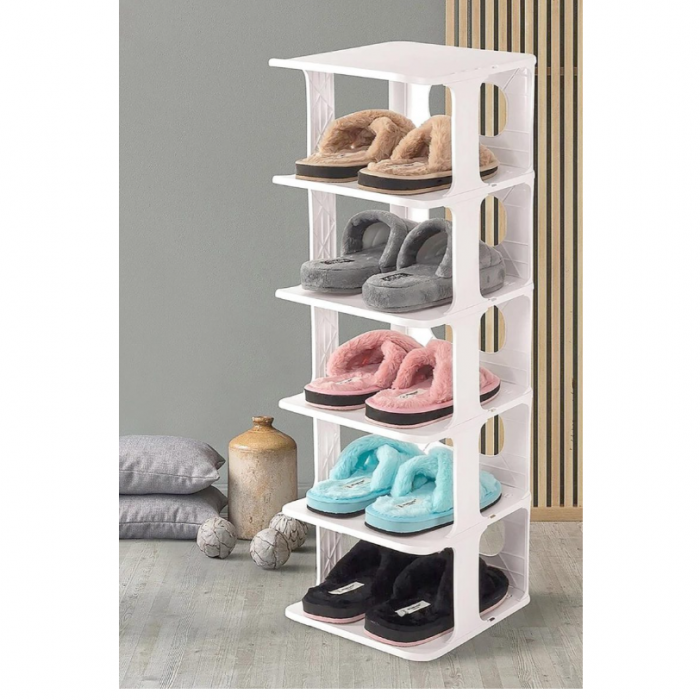 Etajera din plastic alb pentru pantofi cu 5 niveluri [5]