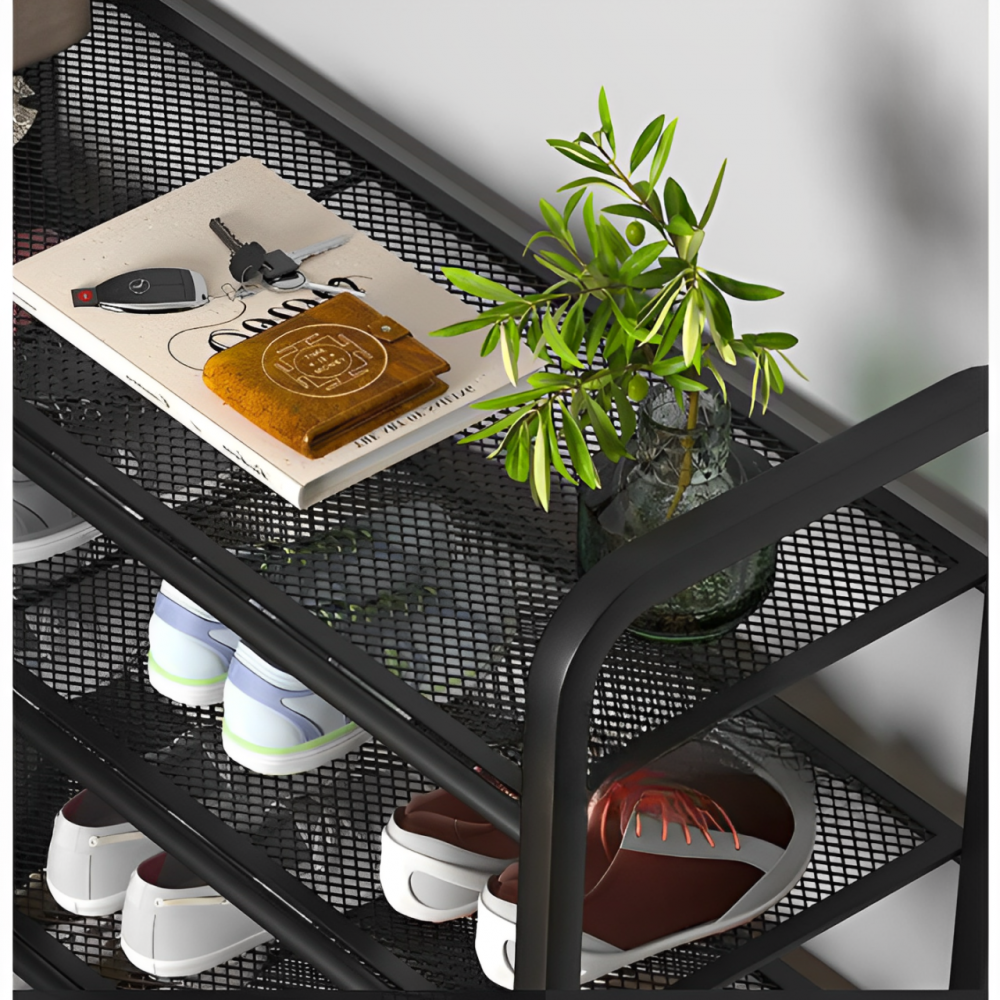 Etajera metalica pentru organizarea pantofilor, cu 4 rafturi, Negru, 63 x 25 x 73 cm [3]