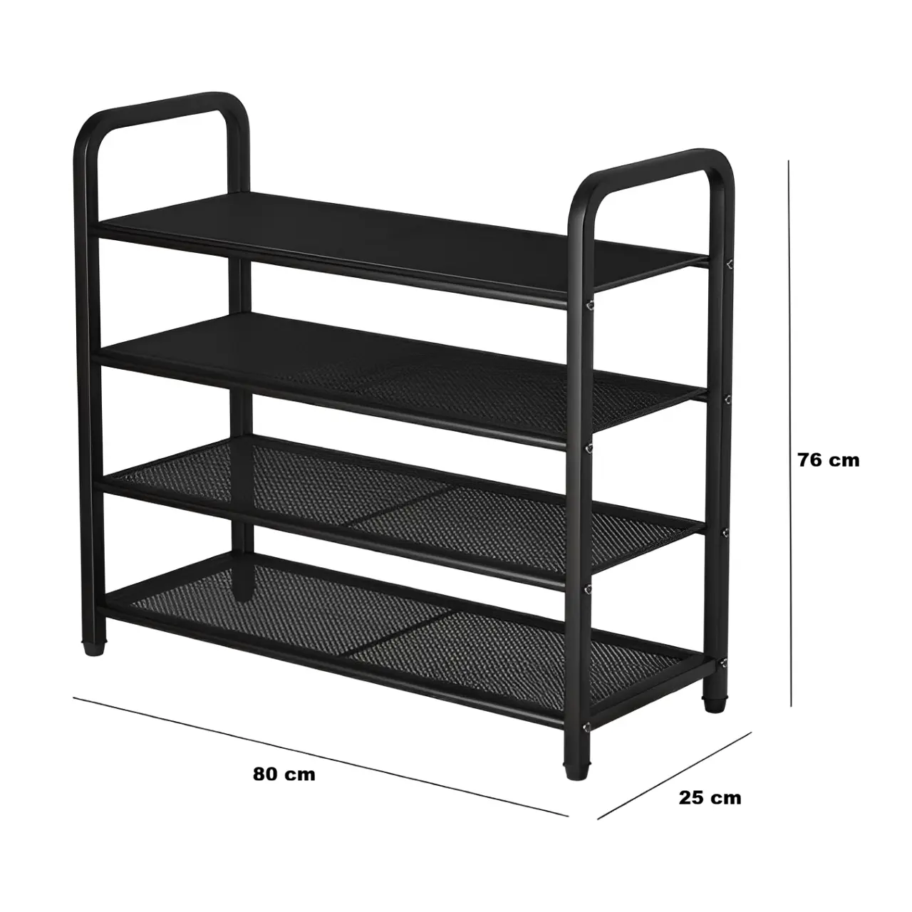 Etajera metalica pentru organizarea pantofilor, cu 4 rafturi, Negru, 80 x 25 x 76 cm [6]